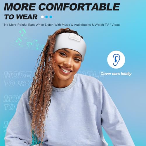 LC-dolida Sleep Headphones Bluetooth 5.4 | Headband Headphones Earphones Wireless | Sleep Mask for Sleeping, Sports, Gifts, Workout, Jogging, Yoga,Insomnia, Air Travel, Meditation - color: Arctic White