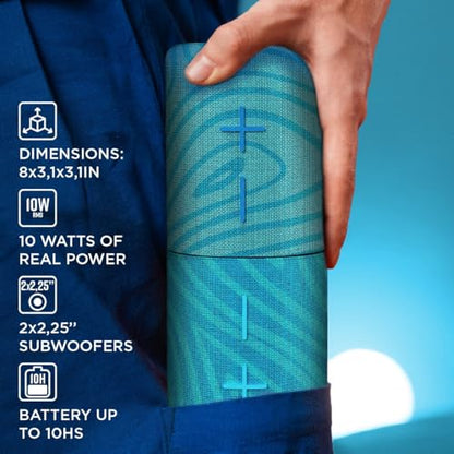Stromberg Twin 2-in-1 Mini Portable Bluetooth Speaker, 10W (5W per Speaker), 11-Hour Playtime, Magnetic, Sky Blue and Blue - color: B - Blue