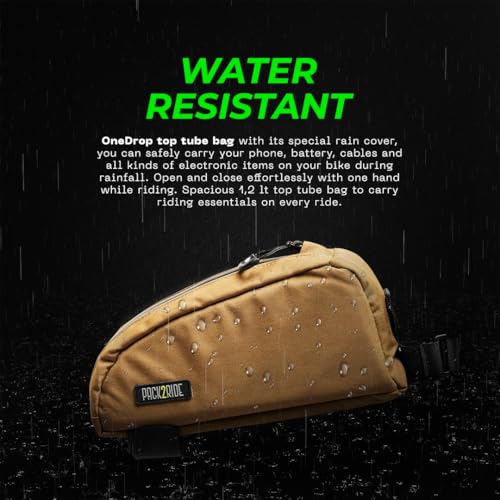 PACK2RIDE Onedrop 1L Top Tube Bike Bag - Water Resistant Bicycle Frame Bag - color: Coyote, size: 1.2 L