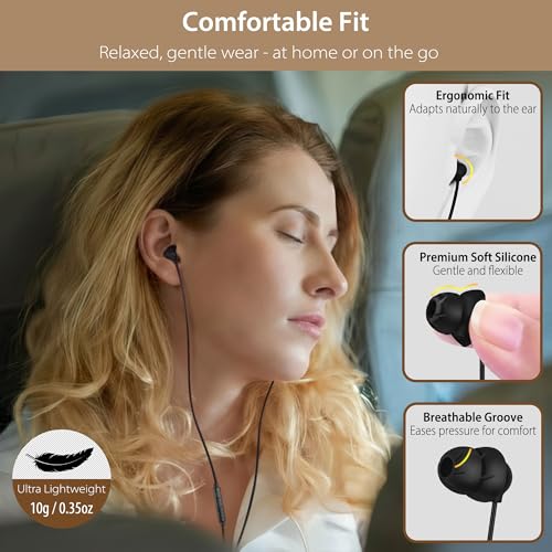 Sleep Earbuds, 3.5mm Wired Sleep Headphones with Mic, for Side Sleepers | Soft Type C Earphones with Built-in Mic, Dual-Layer Noise Isolation, Ideal for Sleep, Travel & Daily Use - style: 3.5mm jack