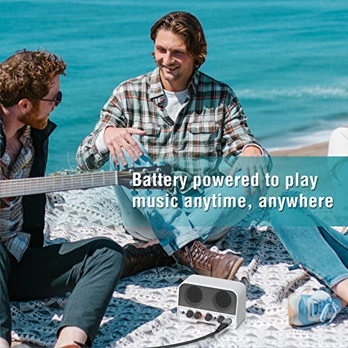 LEKATO Mini Guitar Amp Rechargeable Electric Guitar Amplifer 5W, Clean/Overdrive Channels,Portable Small Amp for Guitarist Practice,White - color: White