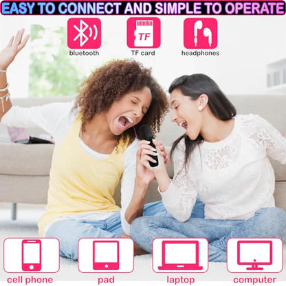 Mini Karaoke Machine for Kids & Adult, 4-12 Years Old Girls Christmas Birthday Gift, Karaoke Toys Gifts for Girls Ages 4, 5, 6, 7, 8, 9, 10, 12 +Year Old Birthday Party Black - color: Black