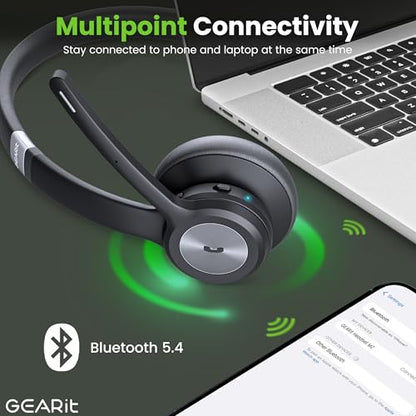 GEARit Wireless Bluetooth Headset with Mic - 35 Hrs Talk Time - for Trucker, w/Noise Cancelling Microphone & Mute Button - Easy to Set Up Wireless for Work, Phone Calls, Homes, Offices - size: MONO Headset w/ 35 Hrs Talk Time