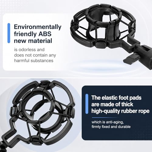 Microphone Shock Mount with Pop Filter Anti-Vibration Suspension Shockmount Holder Clip Universal Anti-Vibration Mic Holder Mic Clip Holders for 42~46mm/1.65~1.81in Diameter Studio Condenser Mics
