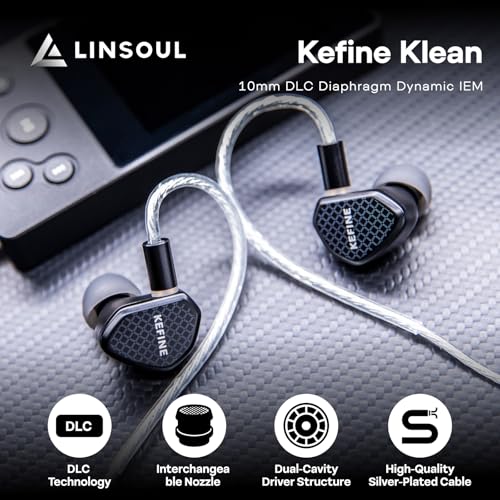 Linsoul Kefine Klean in Ear Monitor,10mm DLC Diaphragm Dynamic Driver HiFi Earphones,Wired Gaming Earbuds,Replaceable Nozzles + ZiiGaat PELLEPOD Leather Earbud Case, Waterproof IEM Storage Box