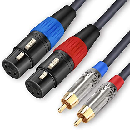 JOLGOO Dual XLR to RCA Cable, Dual XLR Female to Dual RCA Male Cable, 2 XLR Female to 2 RCA Male HiFi Audio Cable, 4N OFC Wire, for Amplifier Mixer Microphone, 6.6 Feet - size: 6.6 Feet, style: Dual XLR Female to Dual RCA Male