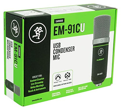 Mackie EM-91CU USB Condenser Recording Zoom Podcast Microphone with Shockmount Bundle with Rockville RockShield 1 Studio Microphone Isolation Shield w/Sound Dampening Foam