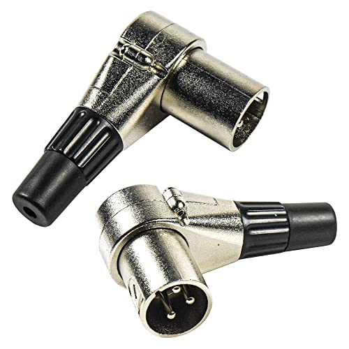 HQRP 2-Pack 3-Pin XLR Adjustable Right Angle Male Connector with 7 Different Position, Compatible with Pro Audio DJ Band XLR Plug Jack Right Angle 3 Pin Mic Microphone Speaker Audio Cable Connector - style: Male