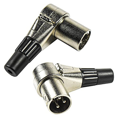 HQRP 2-Pack 3-Pin XLR Adjustable Right Angle Male Connector with 7 Different Position, Compatible with Pro Audio DJ Band XLR Plug Jack Right Angle 3 Pin Mic Microphone Speaker Audio Cable Connector - style: Male