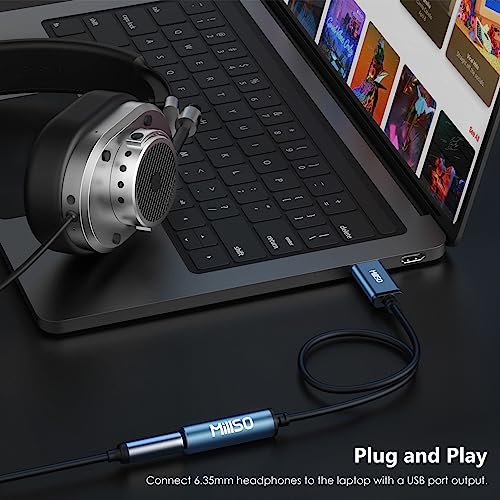 USB to 1/4 Jack Audio Adapter Type-A to 6.35mm Female Aux Adapter | Stereo TRS 1/4 Female to USB Audio Jack Adapter USB External Sound Card for Laptop, PC, Amplifier, Speaker, 6.35mm Headphone - style: USB-A Male to 1/4 Female