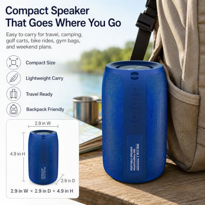 Musibaby M68 Portable Wireless Speaker, 24H Playtime, Blue | Portable, small and compact with USB playback, AUX input, FM radio, TF card playback, up to 24H and dual pairing. - color: Blue