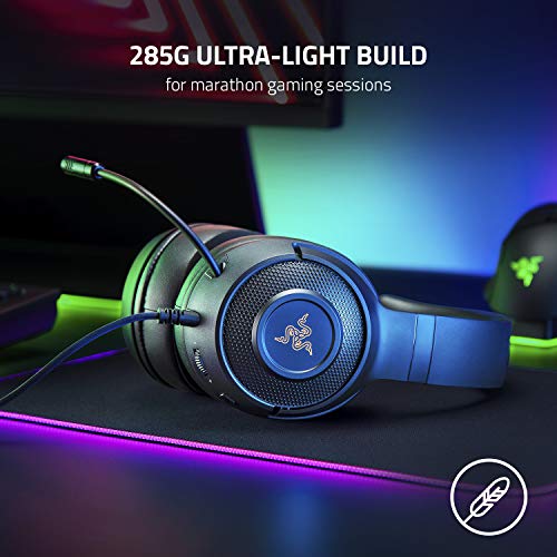 Razer Kraken V3 X Gaming Headset for PC, 7.1 Surround Sound, Black | TriForce 40mm Drivers, HyperClear Bendable Cardioid Mic, Chroma RGB Lighting