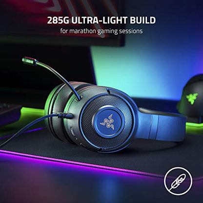 Razer Kraken V3 X Gaming Headset for PC, 7.1 Surround Sound, Black | TriForce 40mm Drivers, HyperClear Bendable Cardioid Mic, Chroma RGB Lighting
