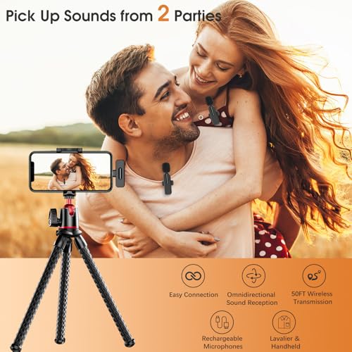 MAYBESTA Wireless Mini Microphone for iPhone iPad - Bluetooth Lavalier Lapel Phone Mic for Audio Video Recording - Content Creator Microphones for YouTube Tiktok Podcast Steaming Vlogging