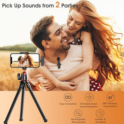 MAYBESTA Wireless Mini Microphone for iPhone iPad - Bluetooth Lavalier Lapel Phone Mic for Audio Video Recording - Content Creator Microphones for YouTube Tiktok Podcast Steaming Vlogging