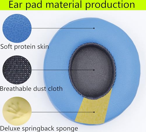 Replacement Ear Pads Compatible with Beats Solo3.0 Wireless Electric Blue | for Beats Solo2.0 Wired headphones Memory Foam/Protein Leather Earpads Earmuffs - color: Electric Blue