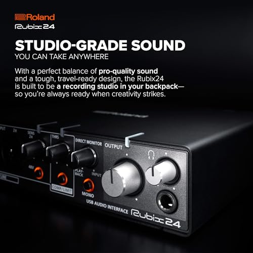 Roland Rubix24 2-In/4-Out USB Audio Interface | High-Resolution Audio | Record with Mics, Guitars, Keys & More | Compact & Durable Build | Compatible with Mac, PC & iPad | Expanded I/O Features - style: 2-in/4-out