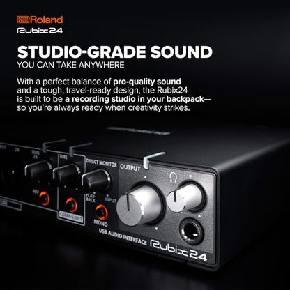 Roland Rubix24 2-In/4-Out USB Audio Interface | High-Resolution Audio | Record with Mics, Guitars, Keys & More | Compact & Durable Build | Compatible with Mac, PC & iPad | Expanded I/O Features - style: 2-in/4-out