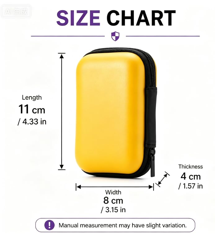 Headphone Case Hard Edge Zipper Bag Compact Portable Headset Storage Bag For Wireless,Headphones Earbuds Cables Charging Cable Travel Waterproof Commuting Home - color: Yellow