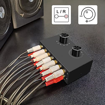 6-Channel RCA Audio Switcher 6 Input-1Output Audio Selector Passive Stereo Selector Box Compatible Home Theater, HDTV, Amplifiers, Hi-Fi Systems, Speakers etc. - style: 6-Channel RCA Audio Switcher