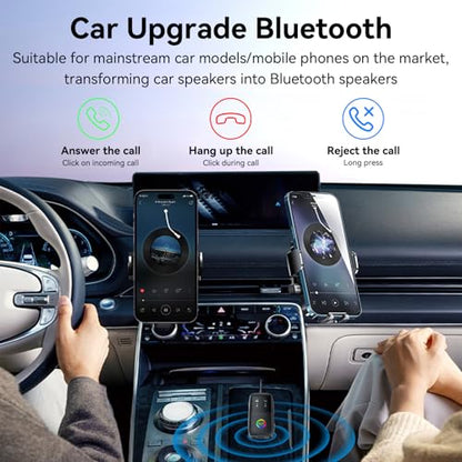 Bluetooth 5.2 Transmitter Receiver aptX Adaptive/Low Latency/HD Bluetooth Adapter Support 2 AirPods Phones, Wireless Audio Receiver 3.5mm Aux Headphone Jack Adapter for Airplane Travel/TV/Home Stereo - style: A5-PRO