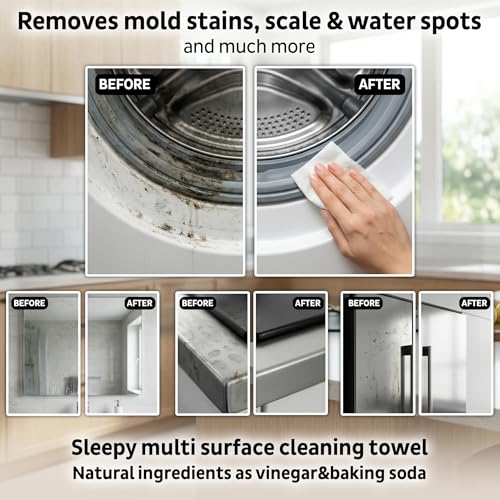 Sleepy Easy Clean XL Multi Surface Cleaning Wipes (600 Count) – Natural Vinegar & Baking Soda Formula – Jumbo 8"x8" All Purpose Wet Wipes for Kitchen, Bathroom, Glass & Electronics – No Streak - size: 6 Pack (600 Count)