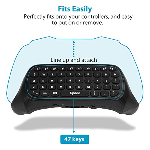 MoKo Green Backlight Keyboard for Xbox One Controller, Black | Wireless Chatpad with Headset & Audio Jack, Accessories fits Xbox One/One S/ Elite/2, Series X/S, 2.4G Receiver Included - color: Black