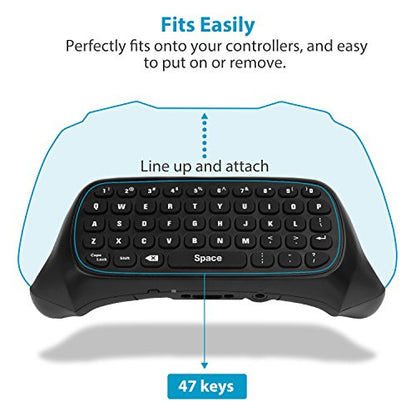 MoKo Green Backlight Keyboard for Xbox One Controller, Black | Wireless Chatpad with Headset & Audio Jack, Accessories fits Xbox One/One S/ Elite/2, Series X/S, 2.4G Receiver Included - color: Black