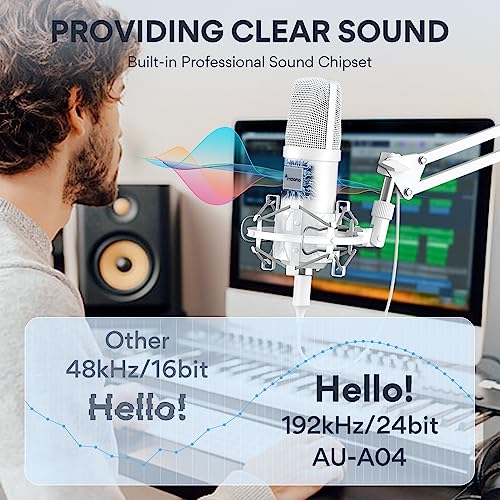 MAONO Microphone with Studio Headphone Set 192kHz/24bit Vocal Condenser Cardioid Podcast Mic Compatible with Mac and Windows, YouTube, Gaming, Live Streaming, Voice-Over