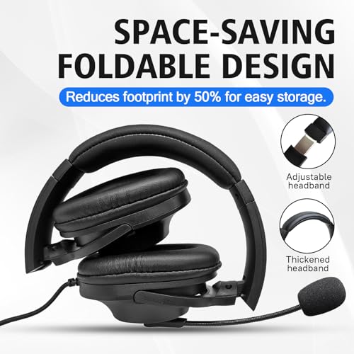 2 Way Radio Headphones with Mic Ham Radio Intercom Ptt Headset Boom Microphone Headband Earpiece Earmuffs for Baofeng Kenwood Retevis 2pin Walkie Talkies(Binaural)