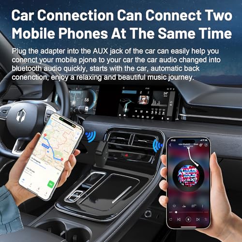 Airplane Bluetooth 5.3 Transmitter Adapter, 3.5mm to Dual Bluetooth Audio Converter, Wireless Hi-Fi Transmitter Receiver for Headphones, Speakers, TV, Switch, PC, Car, Flight, Support 2 Headphones