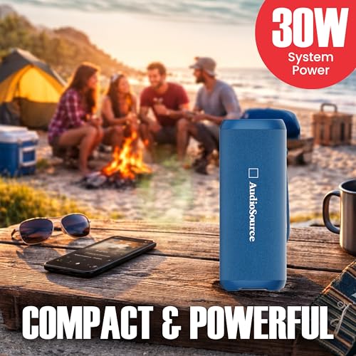 Audiosource Portable Bluetooth Speaker, 30W Loud Sound, Dual Passive Radiators for Deep Bass, Bluetooth 5.4, Auracast Multi-Speaker Pairing, IP67 Waterproof, 200ft Range, 12H Battery (Blue) - color: Blue