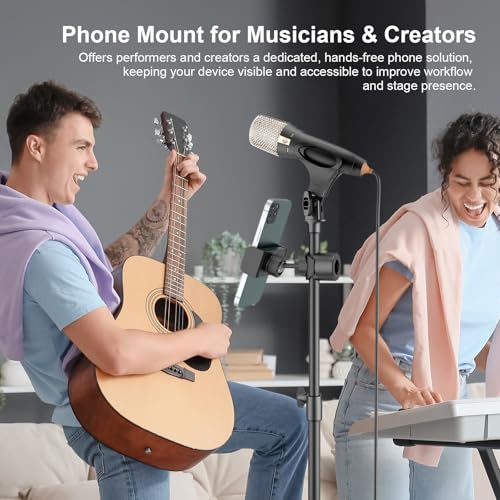 LINCO Mic Stand Phone Holder with O-Clamp PC002 | Adjustable phone holder for most smartphone stand, compatible with iPhone 16/15/14/13/12/Pro/Max, Samsung Galaxy