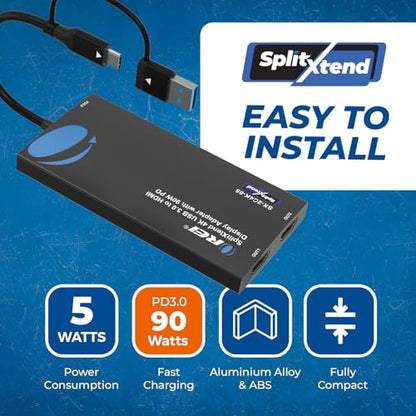 OREI SplitExtend 4K HDMI Splitter Extended Display for Dual Monitor - Multi-Monitor Display 3 Separate Screens - USB A & USB-C Adapter to HDMI 2.0, 4K@60hz, 90W PD Charger, DisplayLink MacOS, Windows | Multi-Monitor Display 3 Separate Screens - USB A & US