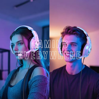 YPBDAN RGB Gaming Headset with Mic for PS5 PS4 Xbox Series X|S Xbox One PC | 7.1 Surround Sound, Noise Cancelling Mic, 50mm Drivers, Memory Foam Earcups, Over-Ear Headphones for Switch Mac