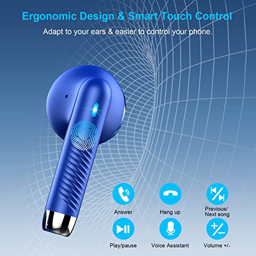 Wireless Earbuds, Bluetooth 5.4 Earbuds Stereo Bass, Bluetooth Headphones | in Ear Noise Cancelling Mic, Earphones IP7 Waterproof Sports, 32H Playtime USB C Charging Case Blue Ear Buds for Android iOS - color: Glossy Blue