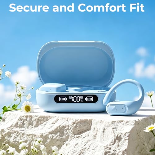 Wireless Bluetooth 5.3 Earbuds, 96Hrs Playtime Sports Headphones with Earhooks, LED Battery Display, Waterproof Stereo Earphones with Microphone for Gym, Running, Workout