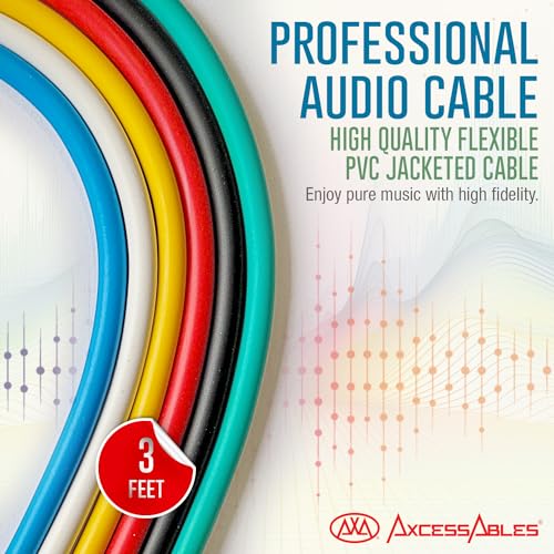 AxcessAbles XLR 수 - 0.6cm(1/4인치) TRS 스피커 0.9m(3피트) 컬러 케이블 팩 | 0.9m(3피트) 패치 케이블 오디오 코드 | 밸런스 스피커, 마이크 스네이크 코드 (0.9m(3피트) - 6팩) - size: 3ft, style: XLR 수 - 1/4 TRS