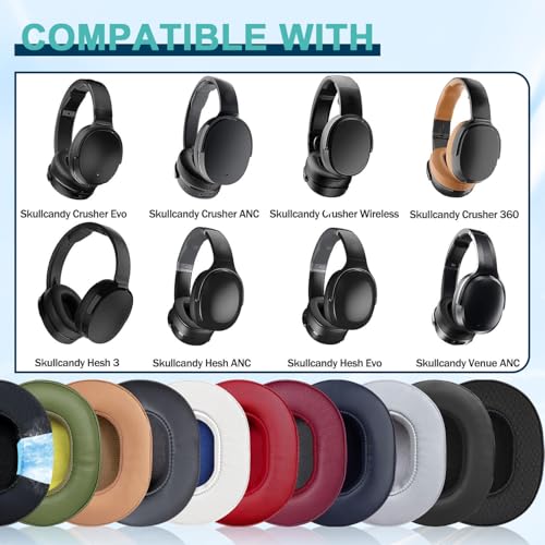 HAOMUK Replacement Ear Pads for Skullcandy Crusher Wireless/Evo/ANC Hesh 3/EVO/ANC, Headphones Ear Cushions, Headset Earpads, Ear Cups Cover-Black - color: Black