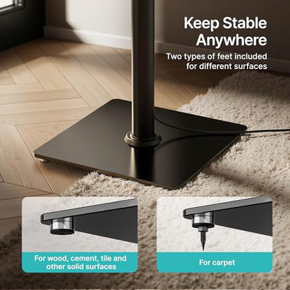 Speaker Stands Pair, 30" Fixed Height, 55lbs Weight Capacity, Glass Base | 11.8" Base, Cable Management, Freestanding Speaker Floor Stand for Surround Sound, Tempered Glass Base