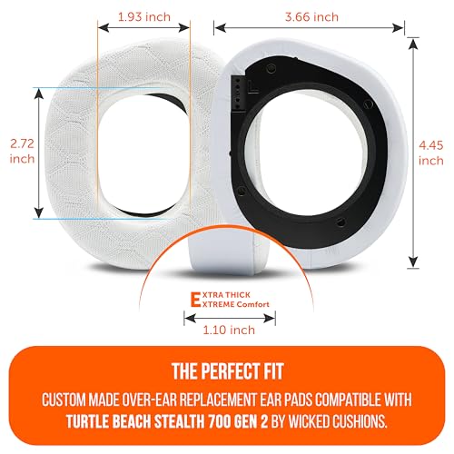 WC Freeze V2 Stealth 700 Gen 2 - Earpads for Turtle Beach Stealth 700 Gen 2 | Made by Wicked Cushions | New Freeze V2 Cooling Fabric, Enhanced Comfort & Isolation | White - color: White