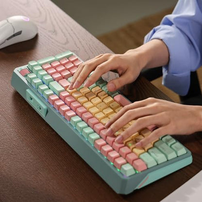 Cooler Master MK770 Macaron Wireless Mechanical RGB Gaming Keyboard, Kailh Box V2 Click White Switches, Gasket Structure, Hot-Swappable, Bluetooth|2.4GHz, Tactile 3-Way Dial, QWERTY (MK-770-MCKW1-US) - style: MK770 Macaron White