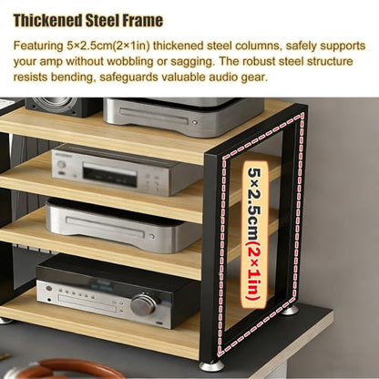 YLLFFLL Open Shelf Stereo Component Rack Stand Tabletop, 2 3 4 Tier Audio Racks and Av Media Cabinet with Footpad, Upright HiFi Cabinets and Stands Under Desk(#2,2 Layer) - color: #2, size: 2 layer