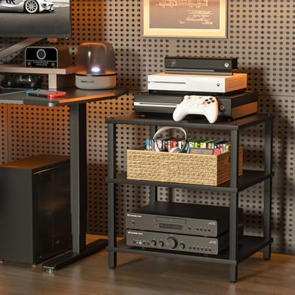 3-Tier AV Media Player Stand, Stereo Cabinet, Modern Stereo Cabine,Game Console Shelf,Wooden TV Stand,Multifunctional Entertainment Center, Suitable for Home, Conference Room, Black - color: Black, size: 3 Tier