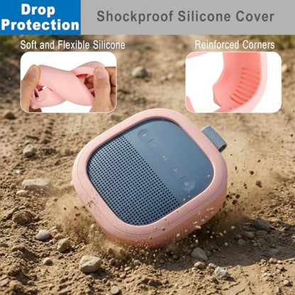 1 Pack Silicone Case for Bose SoundLink Micro 2nd Gen Speaker, Shockproof Protective Skin Cover Sleeve Soft Silicone Cover (Case Only) (Pink) - color: Pink
