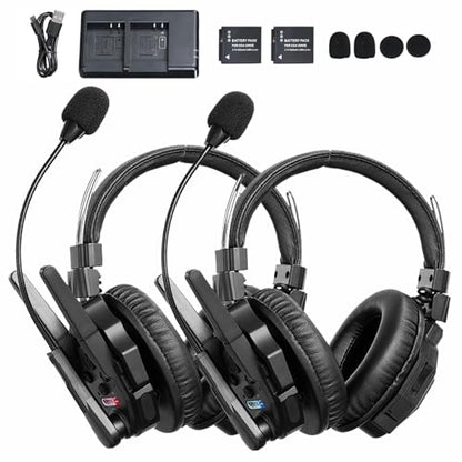 SYNCO XTALK XMax2 Wireless Intercom Headset System, Dual-Ear Noise Isolation Communication Headsets, AI Noise Cancellation 500m Range for Movie Shoot Live Show - size: 2 PCS