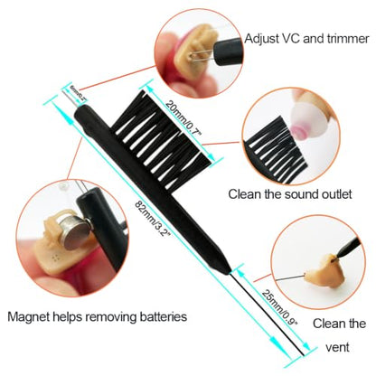 8-Piece Hearing Aid Cleaning Brush Tools Kit with Carry Case, Gray (Gray) | Works on hearing aids, earbuds and headphones;Portable carry case for travel - color: Gray
