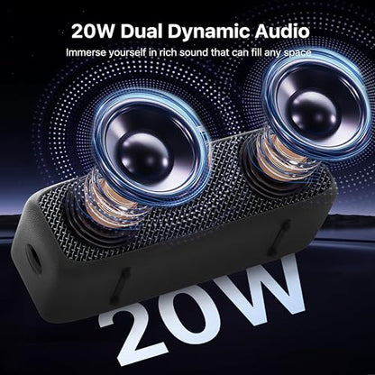 NOBIS 20W Bluetooth Speakers, IP68 Waterproof, Up to 24H Playtime | TWS Pairing, BT 6.0, EQ Mode, TF card & AUX input,Hands-Free Call with App Control for Outdoor, Travel, Home - color: Black