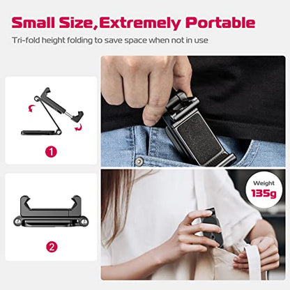 ULANZI Phone Tripod Mount 2 Cold Shoes & Arca Port | HP004 Metal 360° Smartphone Tripod Adapter for iPhone, Cell Phone Tripods Grip Stand Holder for Desktop Video Live Vlog