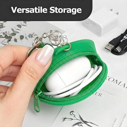 【Woyinger】 Fruit Shaped Silicone Earbud Case for AirPods, Tech Organizer Pouch with Keychain & Wrist Strap, Mini Cable Coin Wired/Wireless Earphone Holder, Avocado - color: A2-Avocado